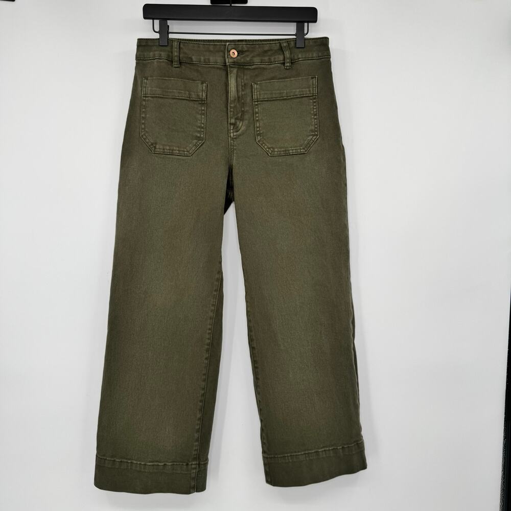 NWOT Sanctuary Denim The Marine Wide Leg Crop Jeans 29 Army Green Patch Pocket - Picture 5 of 16